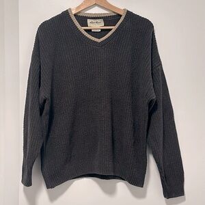 Vintage Eddie Bauer 100% Cotton V Neck Knit Sweater
